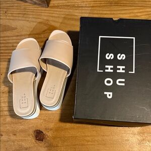 ShuShop Women's Cream Slide Sandals